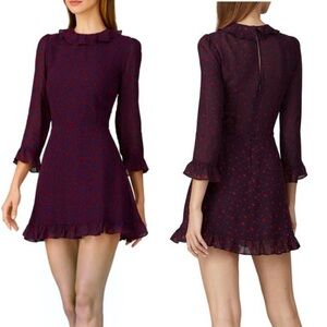 Reformation Dark Blue and Red Floral Mini Dress